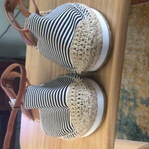 Nautica Black and White Striped Espadrilles